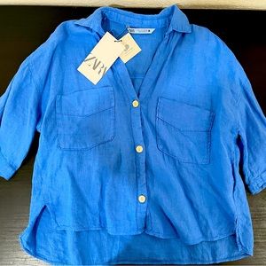 Zara Rayon Button Up Top